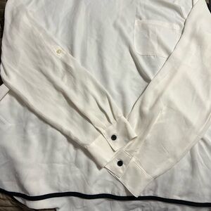 LOFT White Blouse with Black Accents